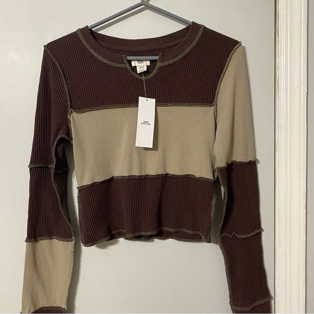 NWT {Urban Outfitters | BDG} Sabine Spliced Thermal Top | Chocolate ~ Size M - Picture 4 of 16